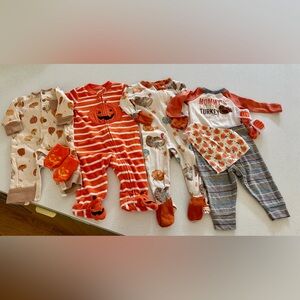 Fall Bundle! 3 Months-  2 sets of PJ’S, 2 Outfits, Bib & 2 Pairs of Socks!